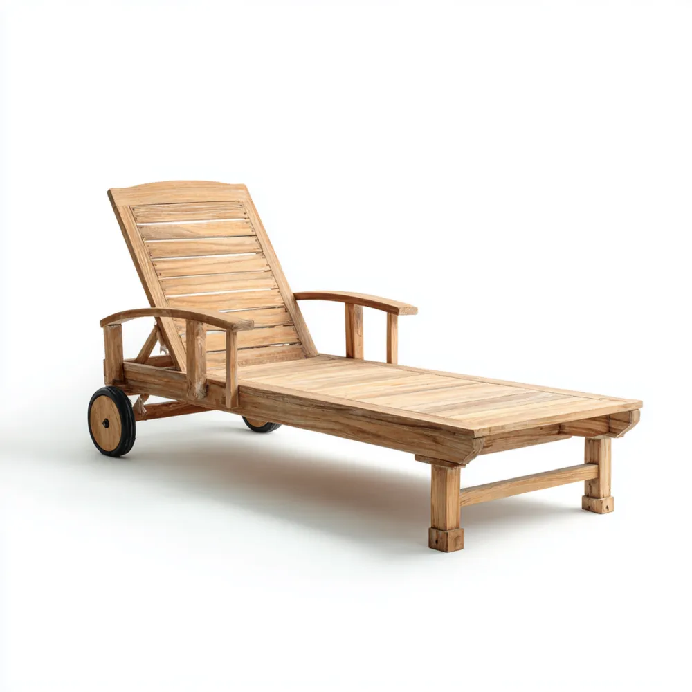 Lettino prendisole in legno di teak 200x65x35 cm - Design classico