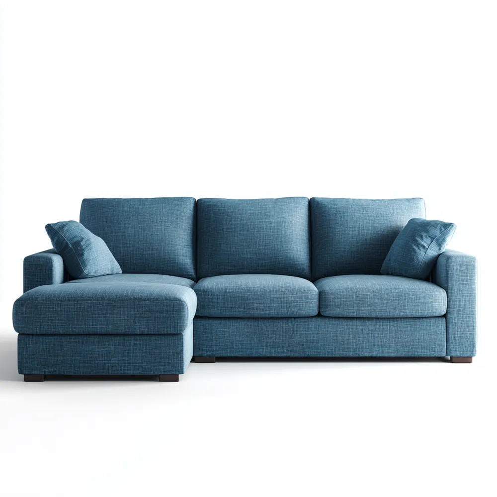 Divano angolare tessuto 220x90x85 cm – Blu – Design moderno