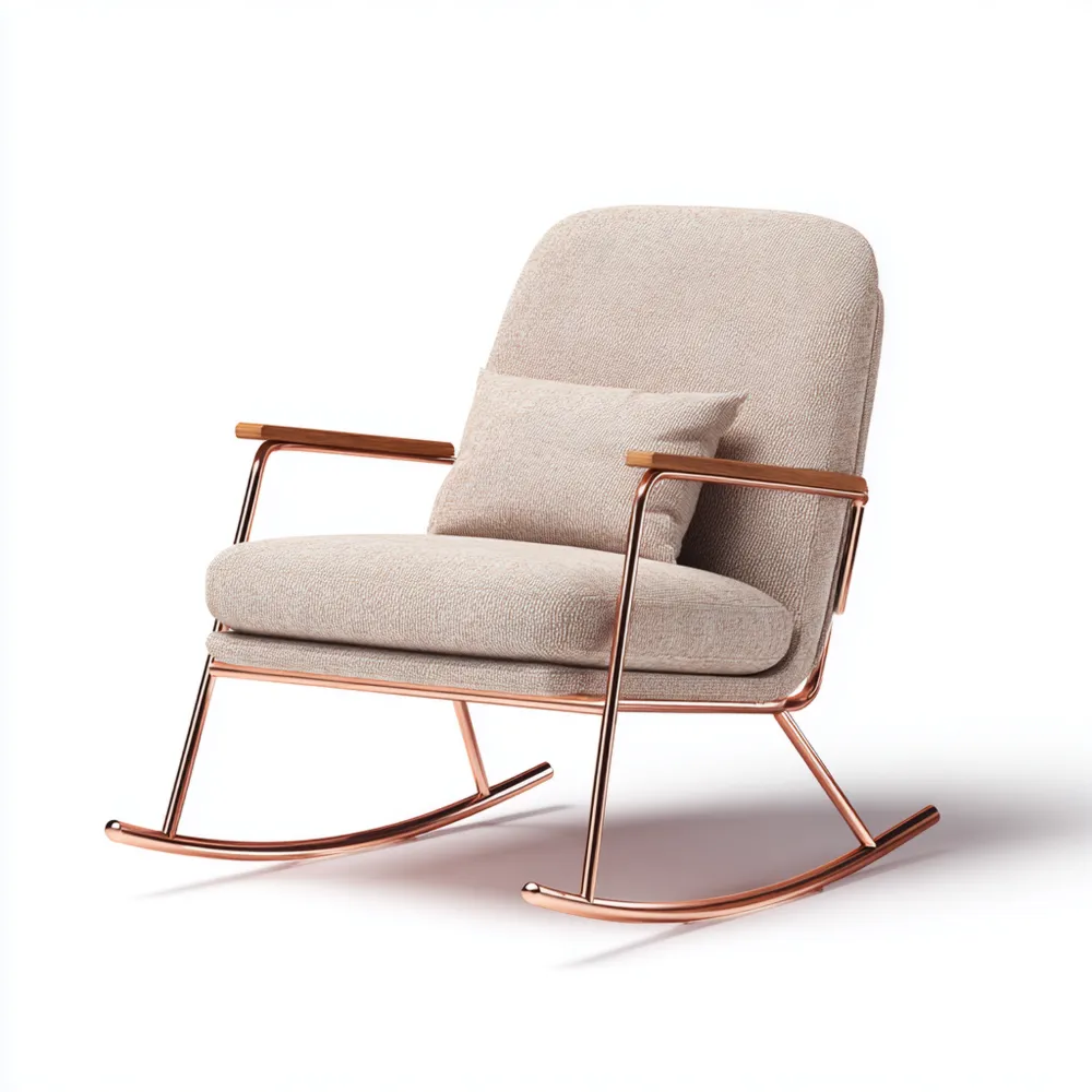 Sedia a dondolo Tessuto 90x80x75 cm - Beige - Design Moderno