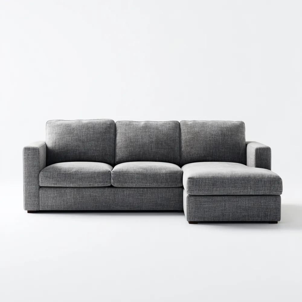 Divano angolare in tessuto 230x150x85 cm – Grigio – Design moderno