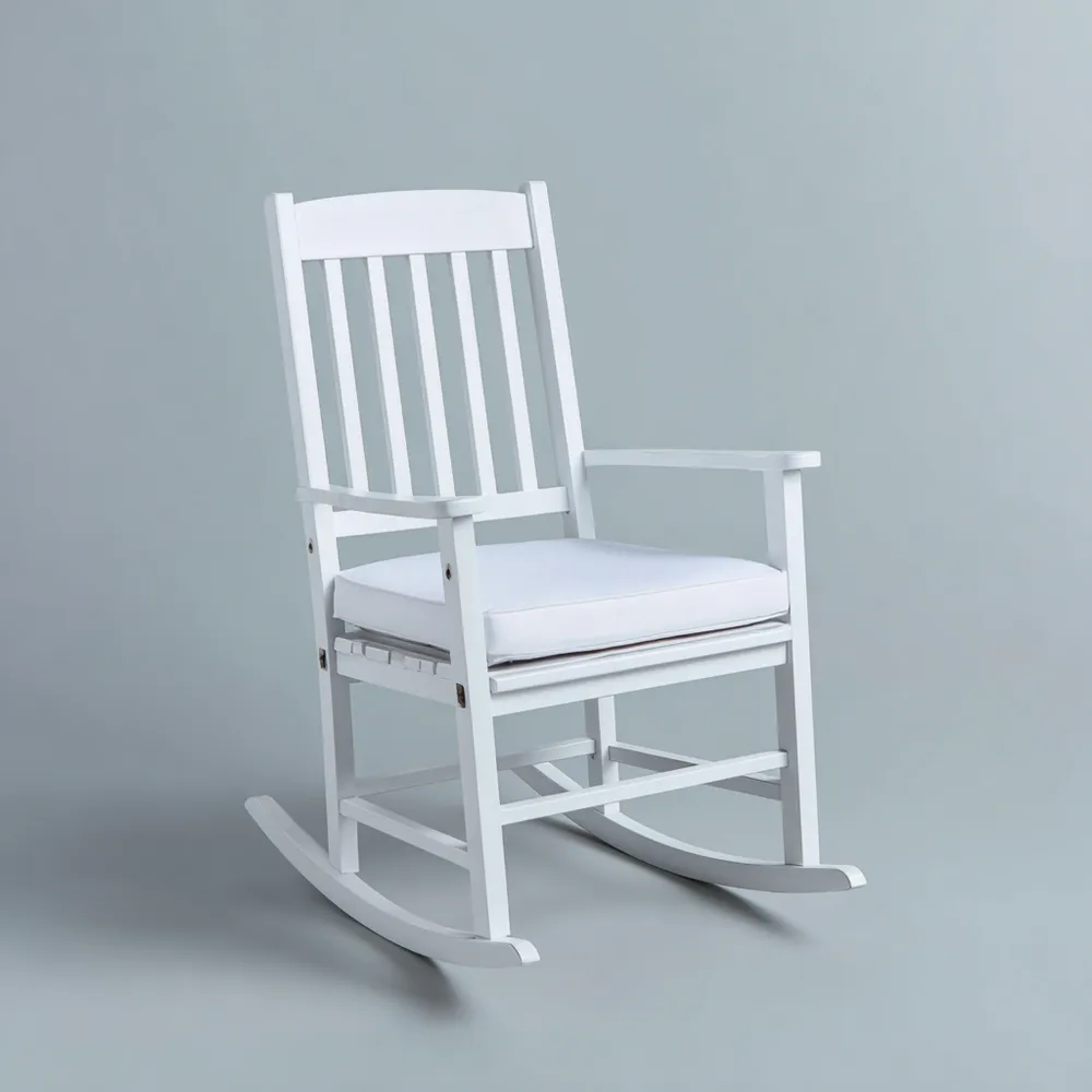 Sedia a Dondolo Legno 80x60x100 cm – Bianco – Design Classico