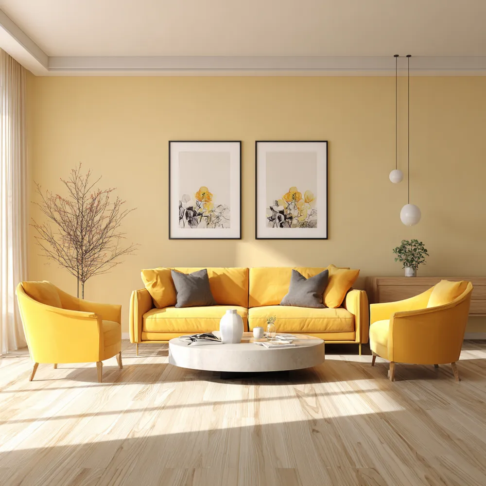 Set di divani in tessuto imbottito 200x80x90 cm Giallo – Design moderno per soggiorno