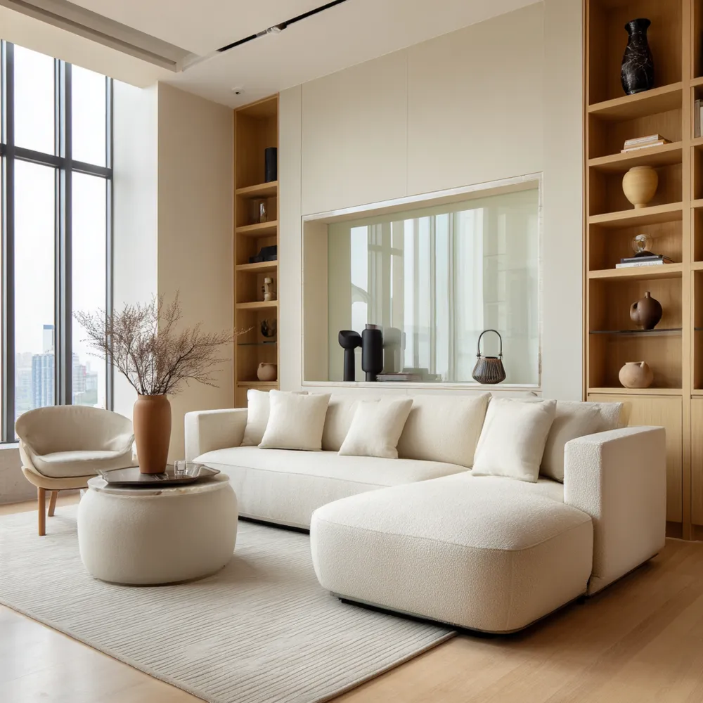 Set di divani rivestito in tessuto 250x160x85 cm – Crema – Design contemporaneo