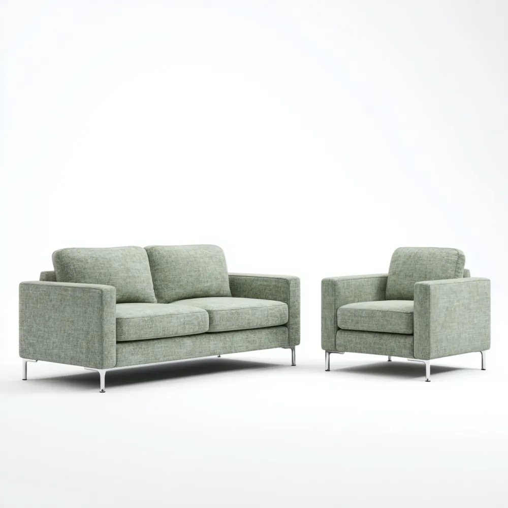 Set di divani in tessuto 2 pezzi – 180x90x80 cm – Verde Chiaro – Design moderno