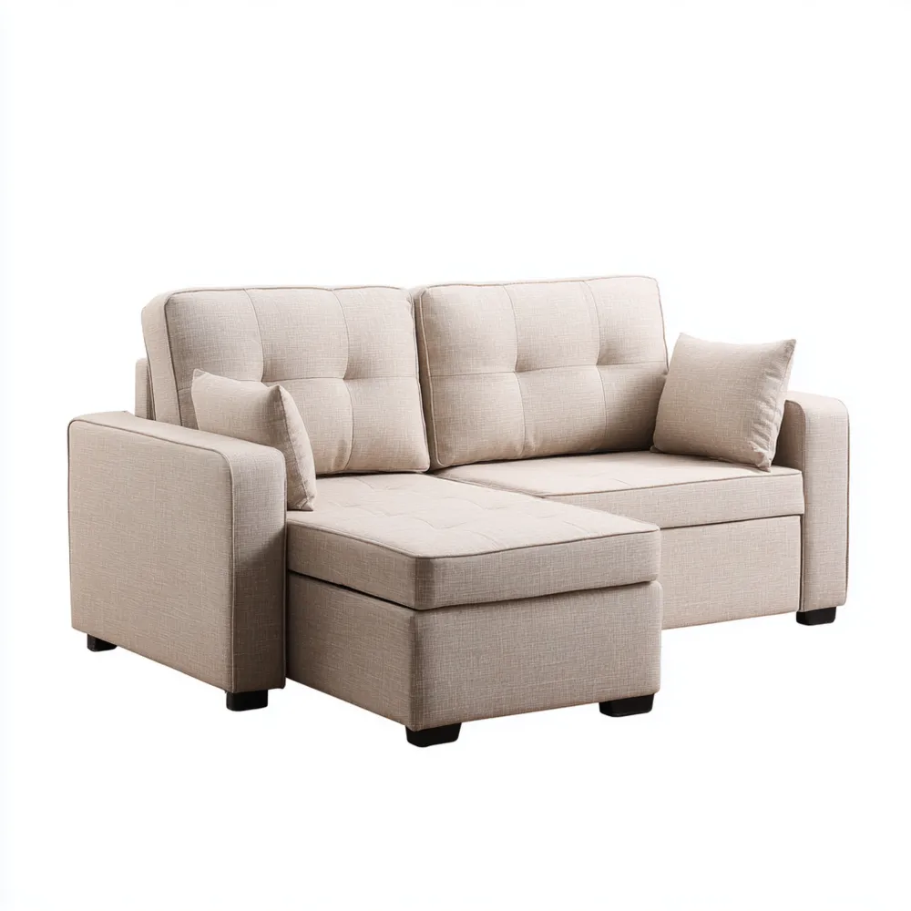 Divano angolare tessuto 200x150x80 cm - Beige - Design moderno