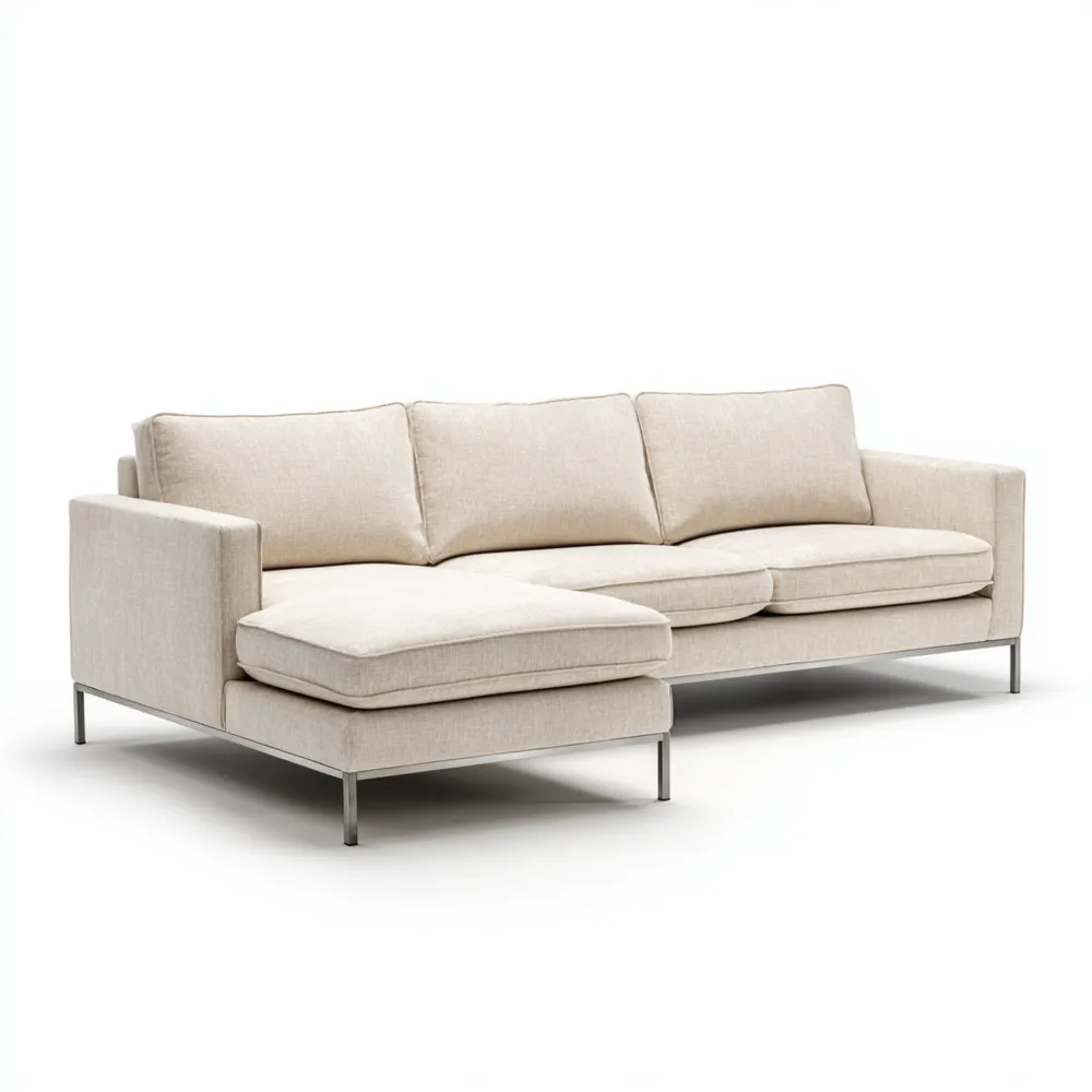 Divano angolare in tessuto 260x150x85 cm – Beige – Design moderno