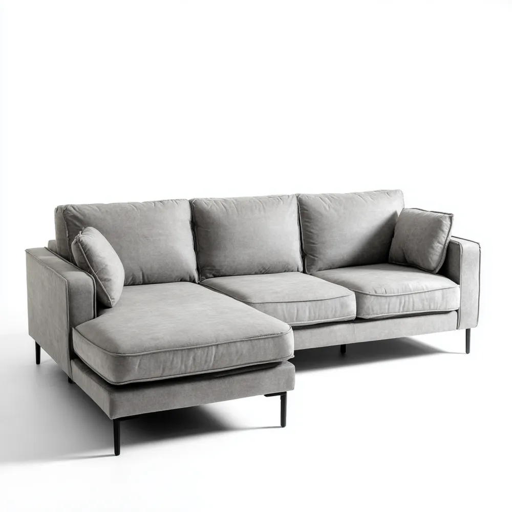 Divano angolare in tessuto 250x160x85 cm - Grigio chiaro