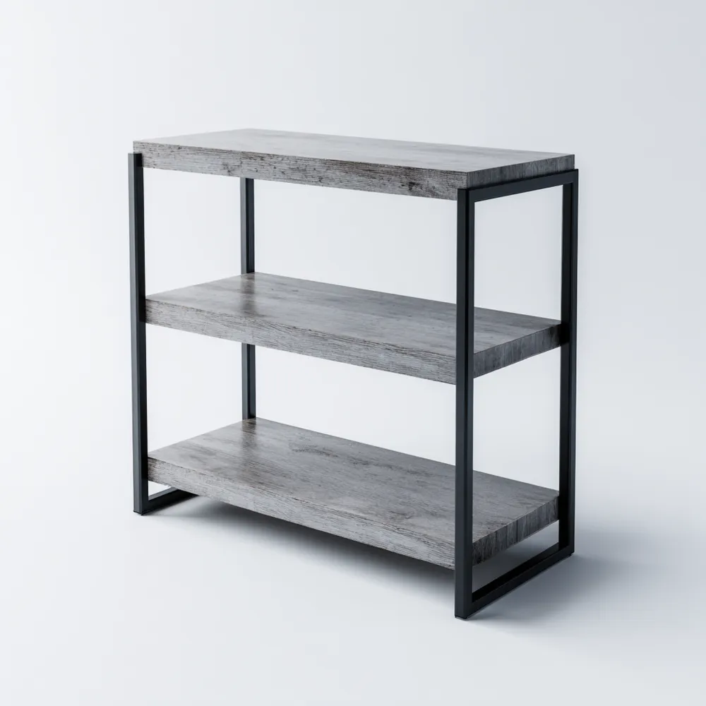 Scaffale di Stoccaggio Metallo e Legno 90x30x90 cm - Grigio/Nero - Design Industriale