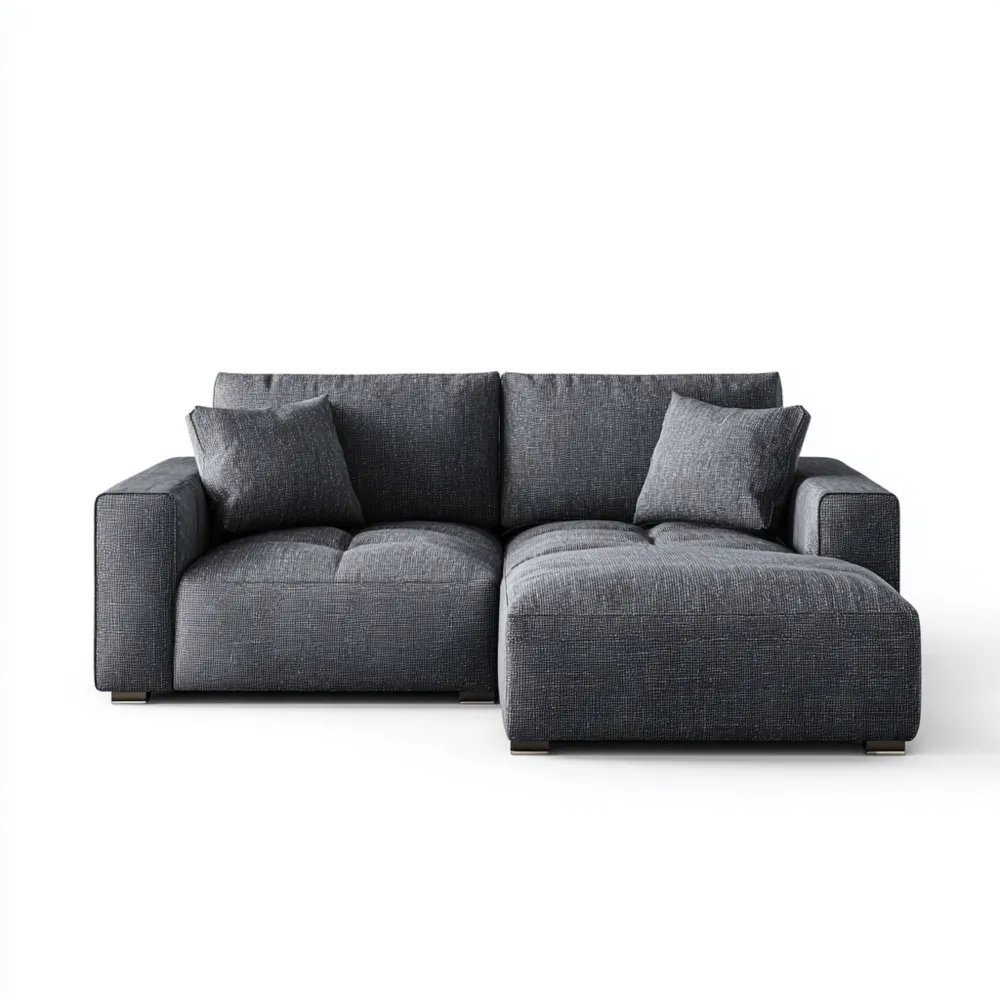 Divano angolare in tessuto 250x150x85 cm - Grigio scuro - Design moderno