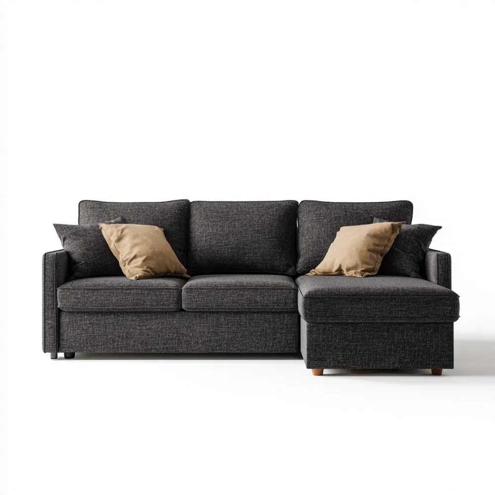 Divano angolare in tessuto 210x150x85 cm - Grigio scuro