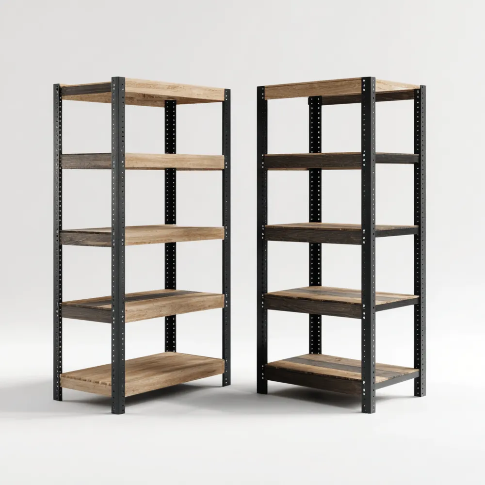 Scaffale di stoccaggio in metallo e legno 180x90x40 cm - Design industriale