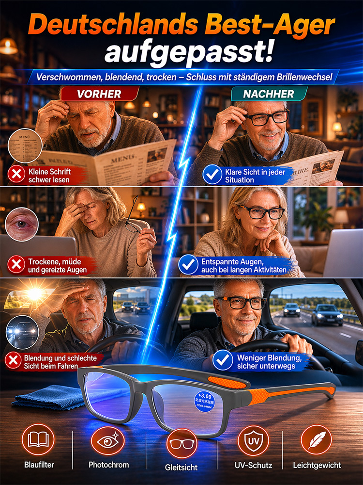 【✨ Smart-Brille ✨】Autofokus-Tech: Fern & Nah in einer Brille! 🚀