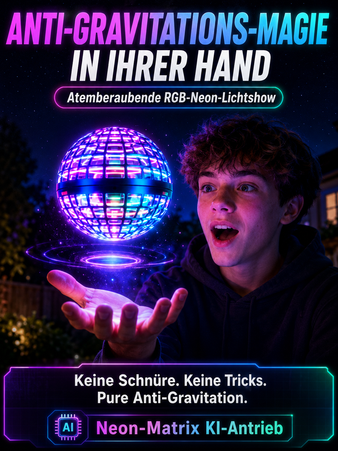【🛸 Magischer LED-Fliegeball】Schwebender Lichtkugel-Spielzeug