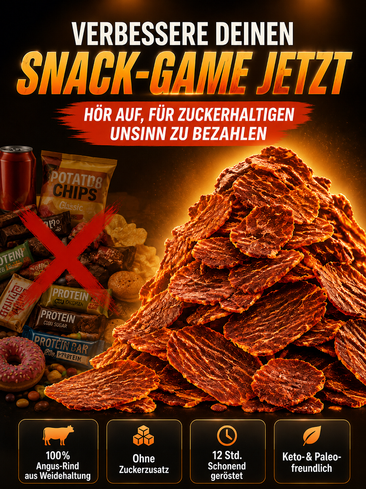 🥩 Premium Angus Rind Jerky Crisps | 100% Weiderind • Hochprotein • Keto-geeignet