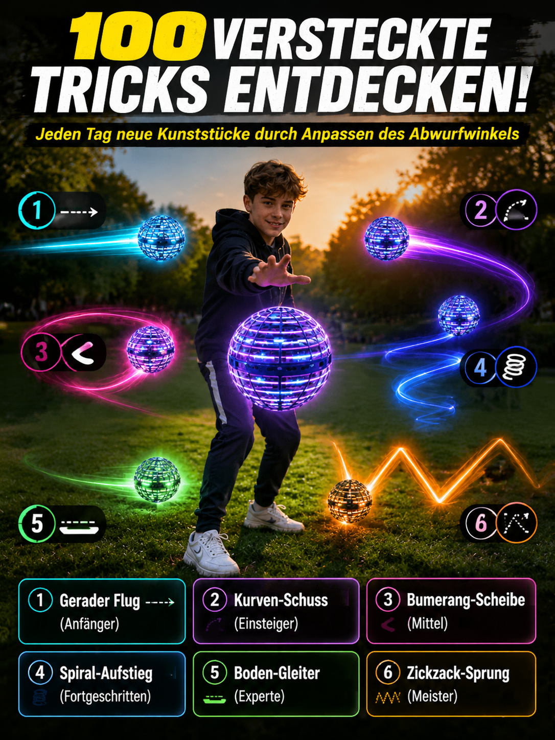 【🛸 Magischer LED-Fliegeball】Schwebender Lichtkugel-Spielzeug