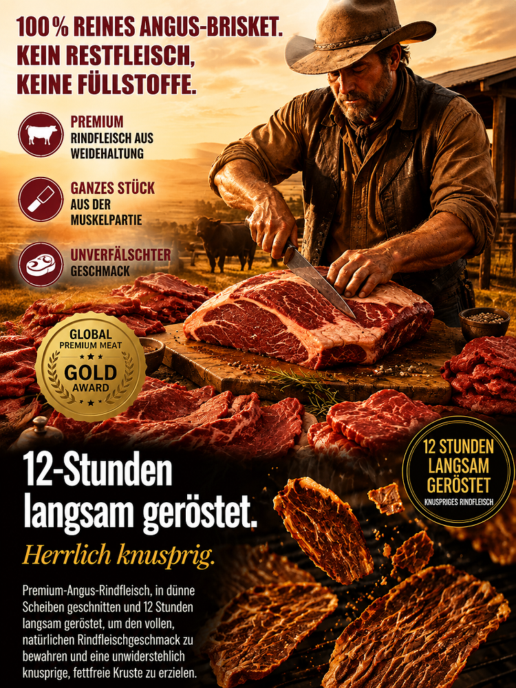 🥩 Premium Angus Rind Jerky Crisps | 100% Weiderind • Hochprotein • Keto-geeignet