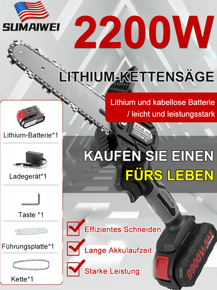 4-Zoll-Lithium-Kettensäge für Einhandbedienung