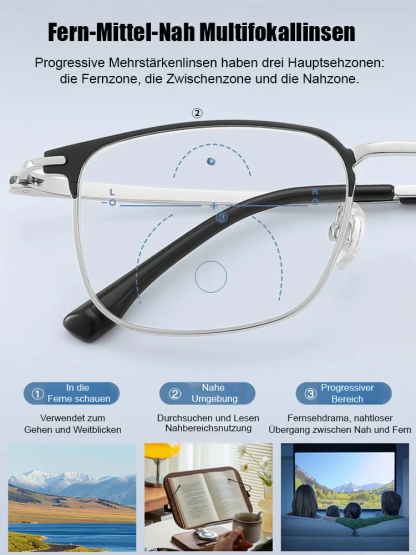 Automatisch fokussierende, blaulichtfilternde Lesebrille für Senioren