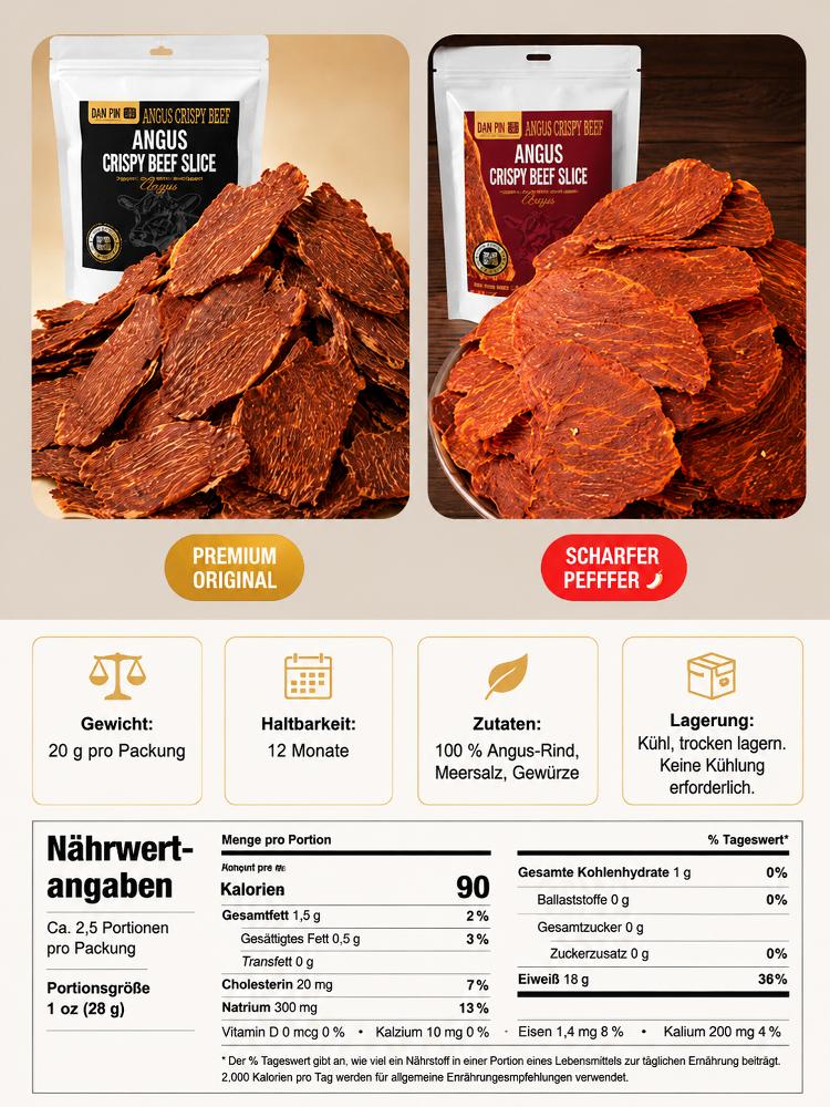🥩 Premium Angus Rind Jerky Crisps | 100% Weiderind • Hochprotein • Keto-geeignet