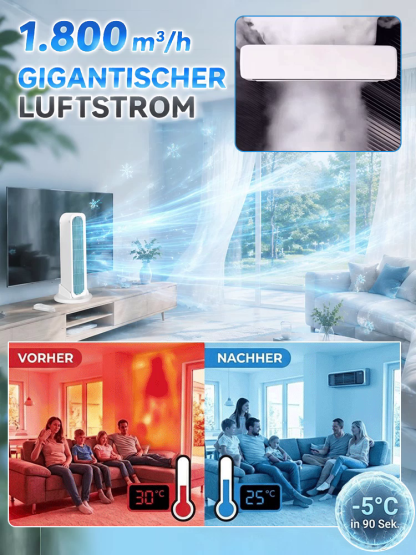 【✨ Smart-Ventilator ✨】Mega-Akku: 1 Woche Laufzeit & Typ-C-Laden! 🚀
