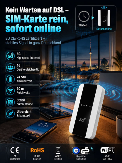 📶 5G-Pocket-Terminal: Unbegrenztes Internet in Europa! 🌍