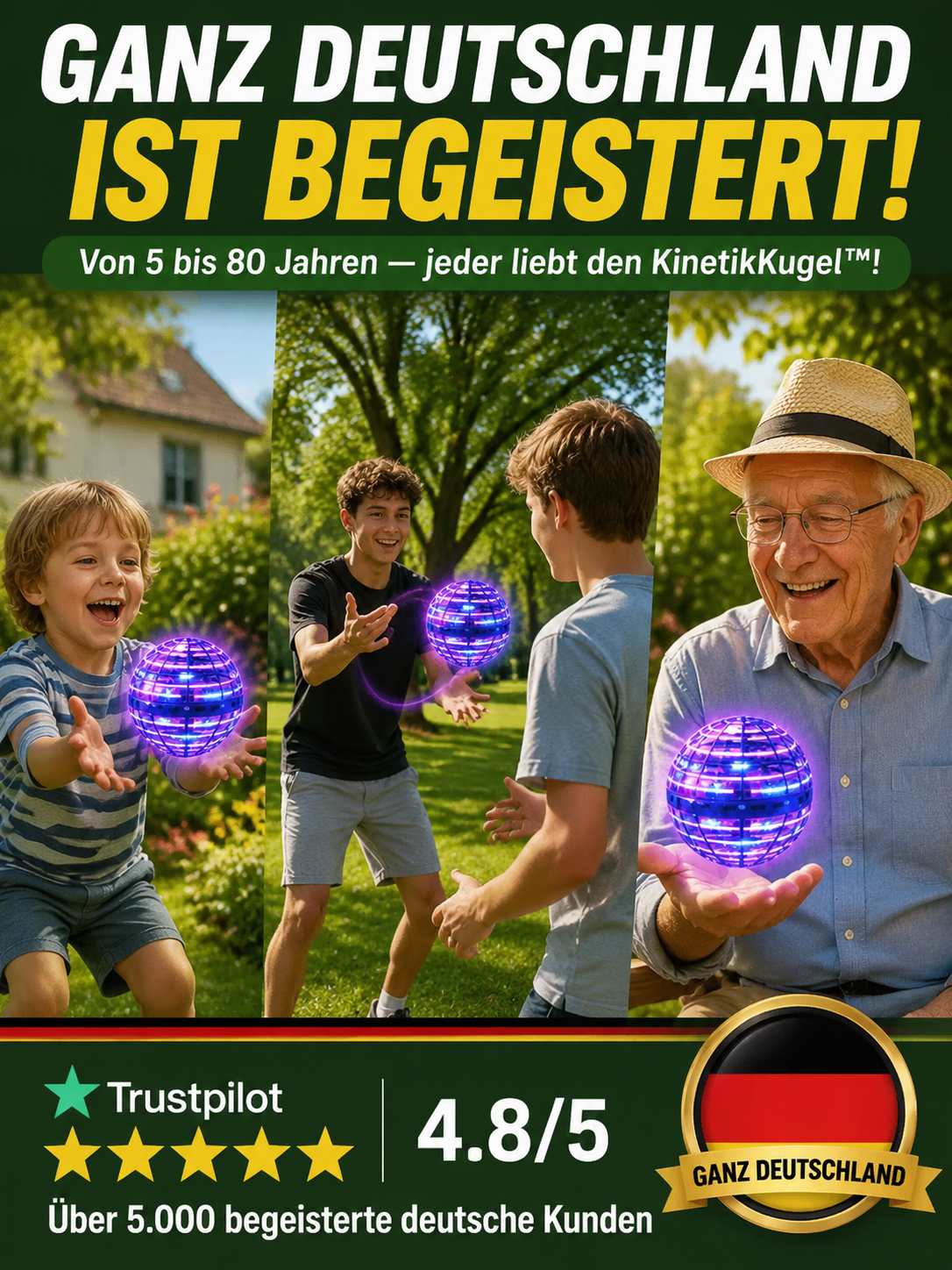 【🛸 Magischer LED-Fliegeball】Schwebender Lichtkugel-Spielzeug