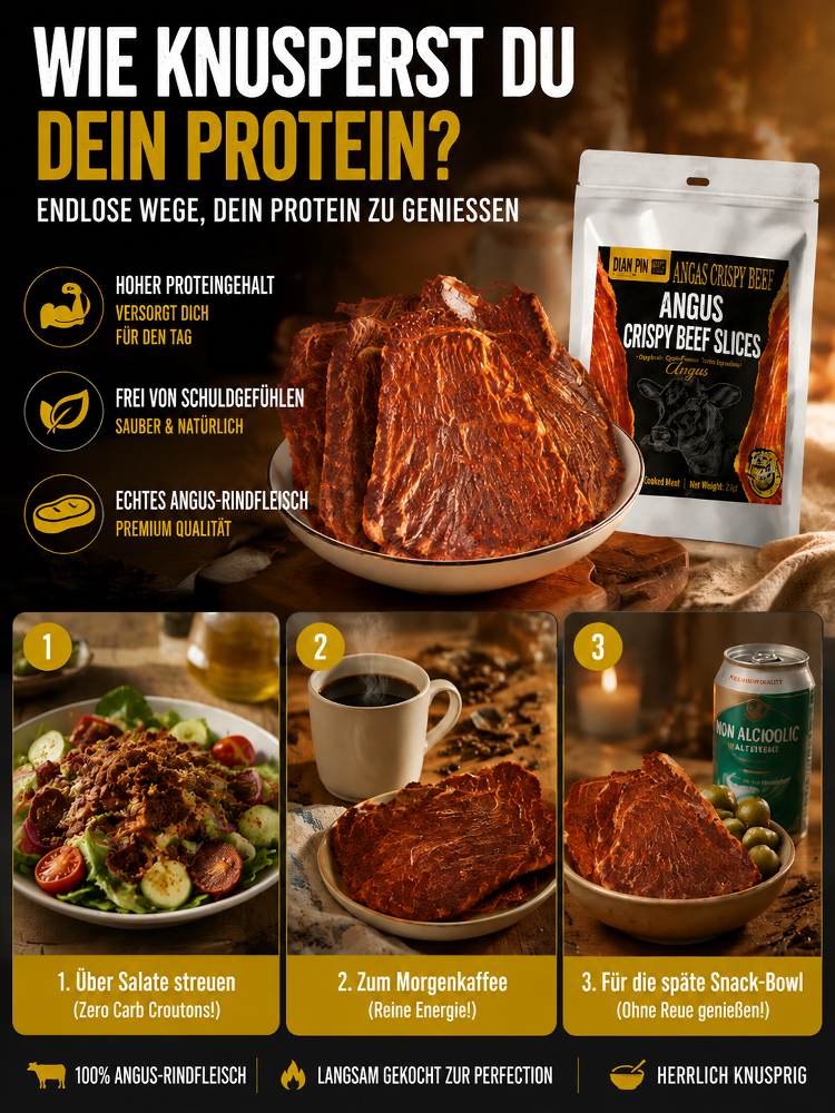 🥩 Premium Angus Rind Jerky Crisps | 100% Weiderind • Hochprotein • Keto-geeignet