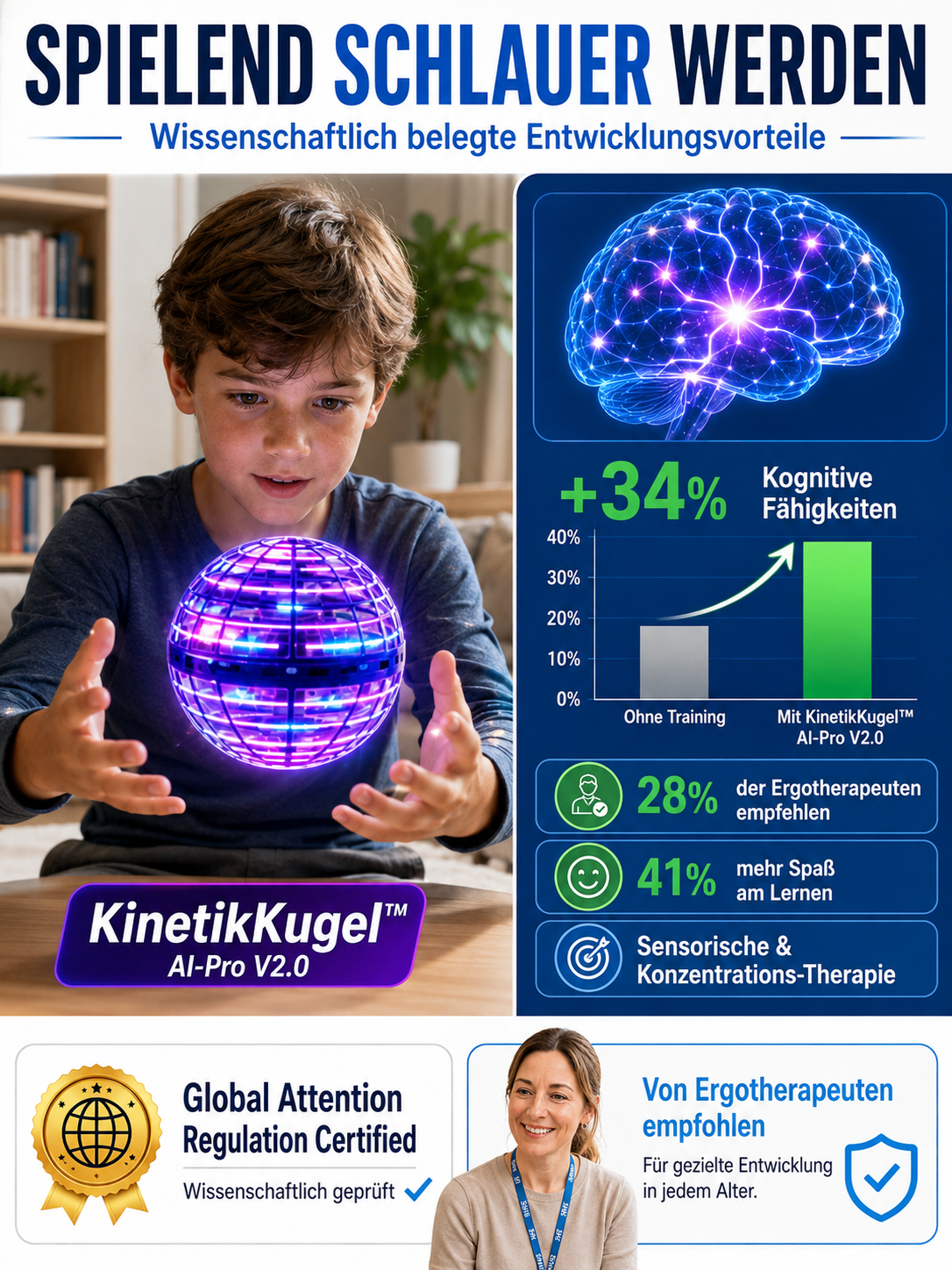 【🛸 Magischer LED-Fliegeball】Schwebender Lichtkugel-Spielzeug