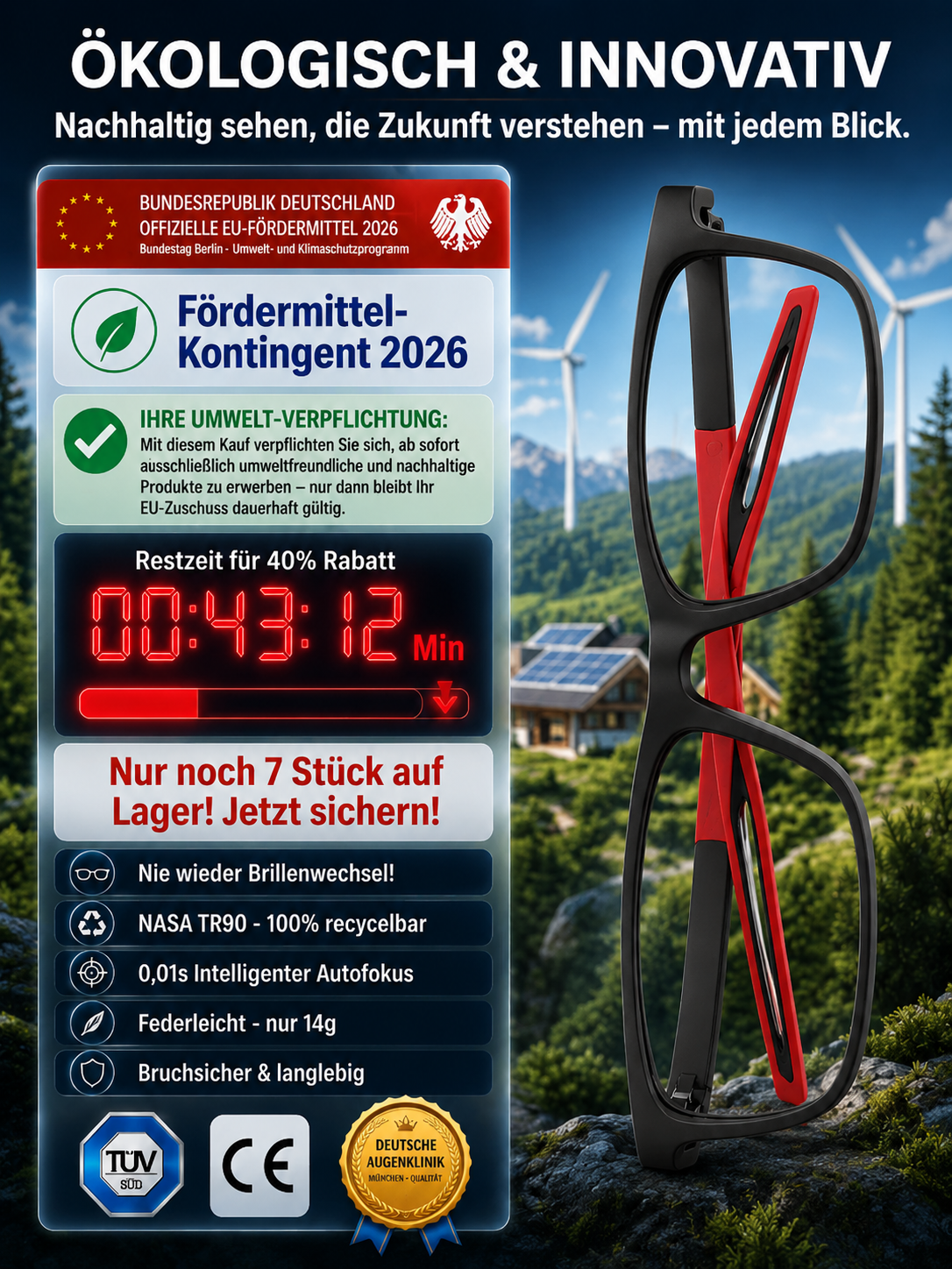 【✨ Smart-Brille ✨】Auto-Fokus von -1000° bis +1000°: Tschüss Sehtest! 🚀