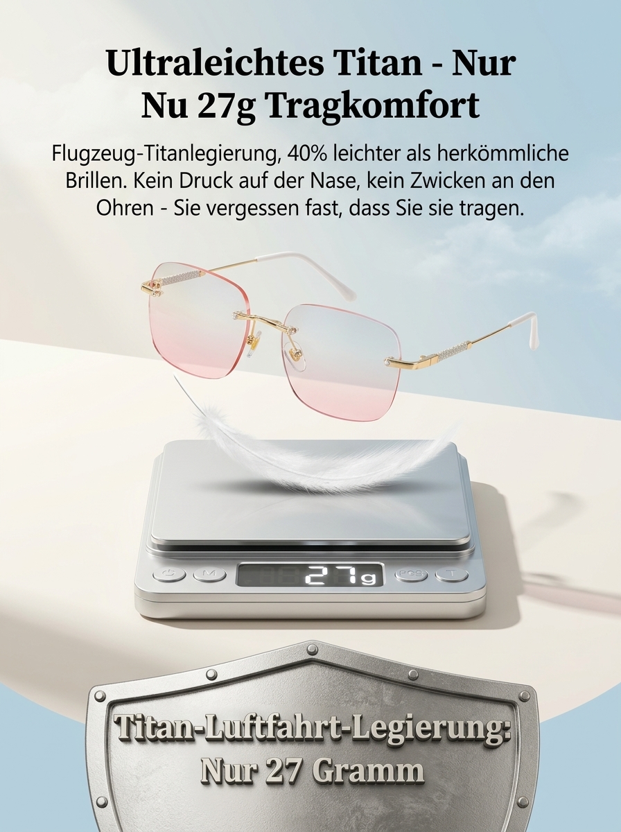 Diamantschliff Luxus-Lesebrille (Rahmenlos) – Elegante Sicht ohne Oma-Look