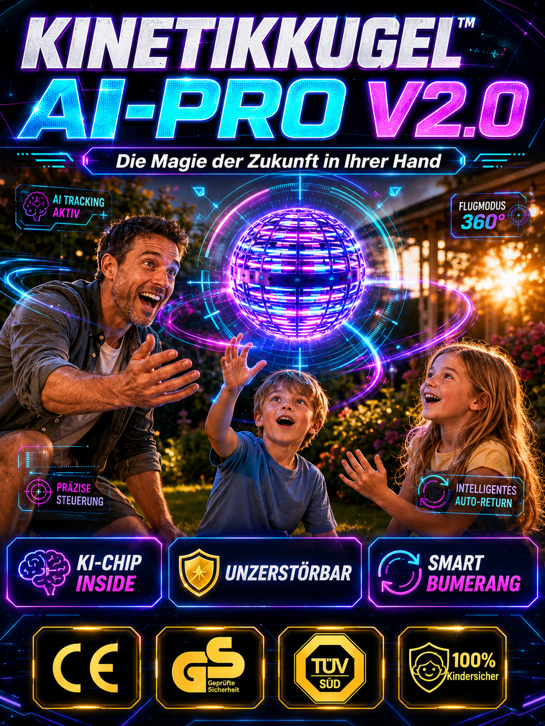 【🛸 Magischer LED-Fliegeball】Schwebender Lichtkugel-Spielzeug