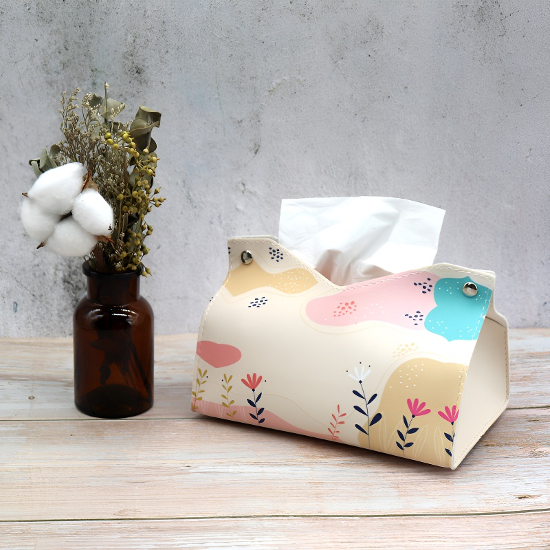 Caja de pañuelos de cuero para el hogar