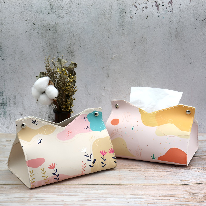 Caja de pañuelos de cuero para el hogar