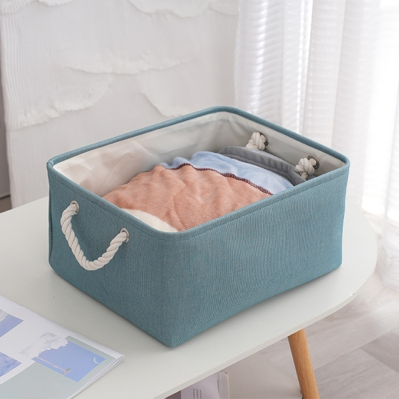 Caja organizadora de lino de color sólido para escritorio moderno y minimalista