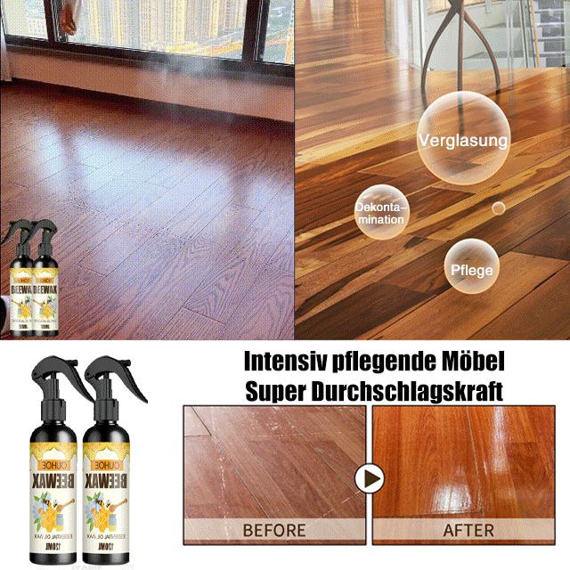 【Möbel-Bienenwachsspray】Wasserfest, staubdicht und schimmelresistent✅️Erneuert sich in 5 Sekunden, hält bis zu einem Jahr