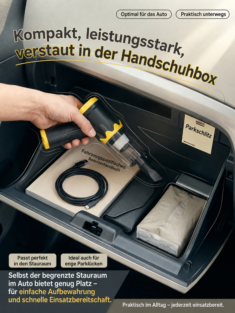 【14-Tage-Testphase】Nicht zufrieden mit der Saugkraft, Wir bieten eine 100%ige Rückerstattung! 🛡️ 20 kPa Kabelloser Auto-Staubsauger | 4-in-1 Handstaubsauger