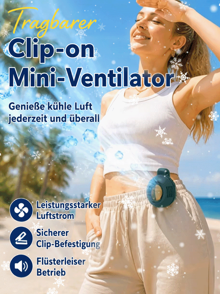 【Tragbarer Mini-Ventilator mit Clip】Halbleiter-Kühltechnik: Eiskalte Erfrischung in Sekundenschnelle❄️4-in-1 Design: Umhängetasche, Handheld, Tisch- & Clip-Ventilator! 👋✨ Freie Hände, überall kühle Brise.