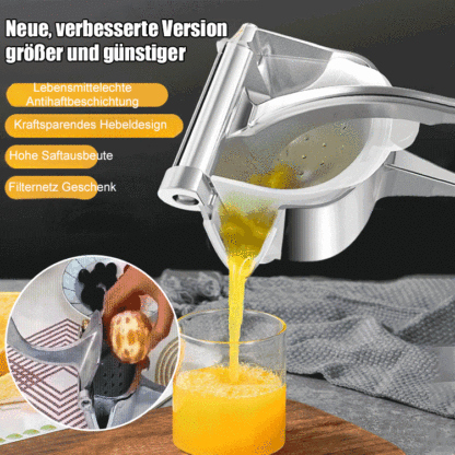 【Multifunktionale manuelle Saftmaschine】Schluss mit klobigen Stromfressern: Frischer, 100% reiner Saft in Sekunden – ohne Lärm, ohne klebriges Fruchtfleisch-Chaos und in 10 Sekunden sauber!