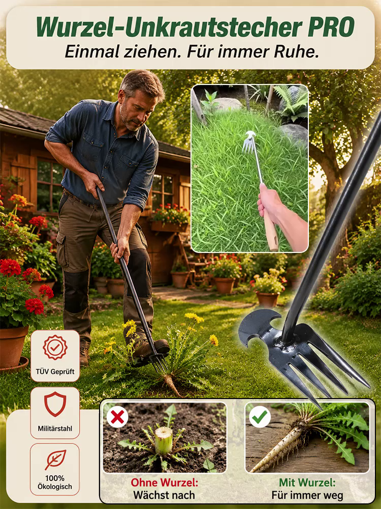 【Wurzel-Unkrautstecher PRO】In 3 Sekunden wurzeltief unkrautfrei – ohne Bücken, ohne Chemie!🚨 Exklusives Angebot für die aktuelle Gartensaison: Für die ersten 50 Kunden: 50% Rabatt & kostenloser Versand!