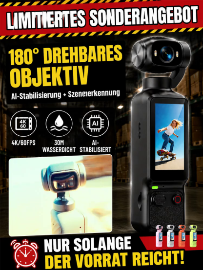 Tragbare Outdoor-Kamera mit 180° drehbarem Objektiv und intelligenter Steuerung