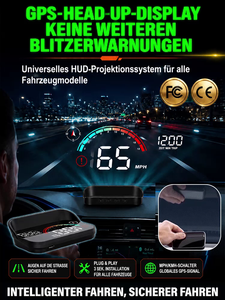 Deutsches Smart HUD Navigationssystem! Schutz und Sicherheit für deine ganze Familie!