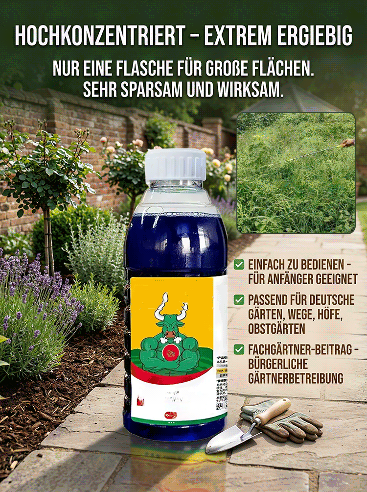 【Hochkonzentriertes Herbizid】❤️Einmal sprühen, sechs Monate unkrautfrei👍In 3–5 Tagen sichtbare Wirkung – restlos mit der Wurzel vernichtet⭐Eine Flasche für 3.000 Quadratmeter