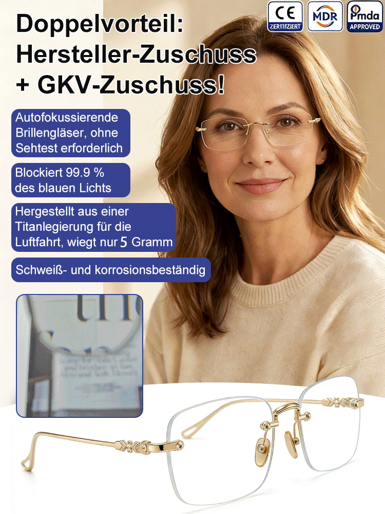 Selbsttönende HD Lesebrille | Rahmenlos & Ultraleicht | Intelligenter Autofokus & Blaulichtfilter【0,1 Sek. Autofokus – nah und fern immer scharf】