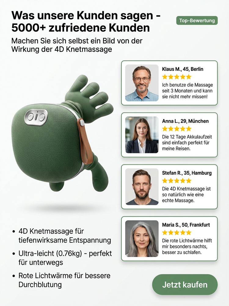 【Professionelle Massage für jeden Tag】Intelligentes Massagerät für Nacken und Schultern – Menschliche Massage nachgeahmt