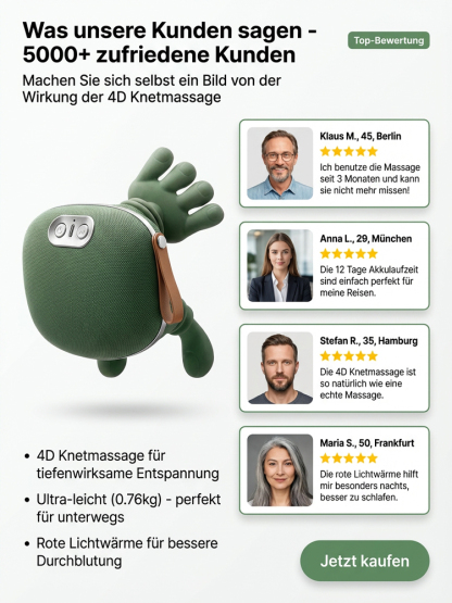 【Professionelle Massage für jeden Tag】Intelligentes Massagerät für Nacken und Schultern – Menschliche Massage nachgeahmt