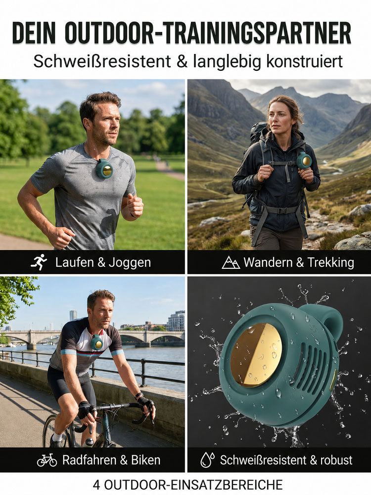 【Tragbarer Mini-Ventilator mit Clip】Halbleiter-Kühltechnik: Eiskalte Erfrischung in Sekundenschnelle❄️4-in-1 Design: Umhängetasche, Handheld, Tisch- & Clip-Ventilator! 👋✨ Freie Hände, überall kühle Brise.