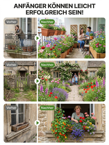 【Viresta Öko-Blumenmischung】🌺25 Tage bis zum Blütenmeer – 99% Keimgarantie für JEDEN Garten✨Einmal streuen, 300 Tage staunen: Profi-Blumenpracht ohne Aufwand.