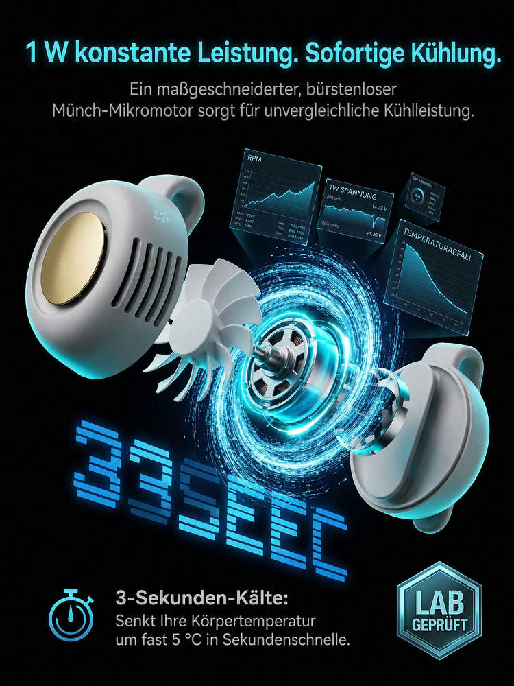 【Tragbarer Mini-Ventilator mit Clip】Halbleiter-Kühltechnik: Eiskalte Erfrischung in Sekundenschnelle❄️4-in-1 Design: Umhängetasche, Handheld, Tisch- & Clip-Ventilator! 👋✨ Freie Hände, überall kühle Brise.