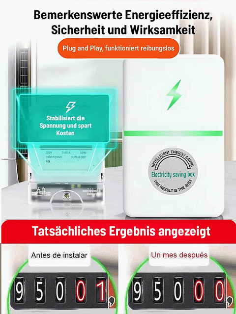 【86 % Stromkosten sparen】⚡Der ultimative Stromspar-König 👍Plug & Play: Einstecken und sofort sparen🛡️ Sicher und strahlungsfrei