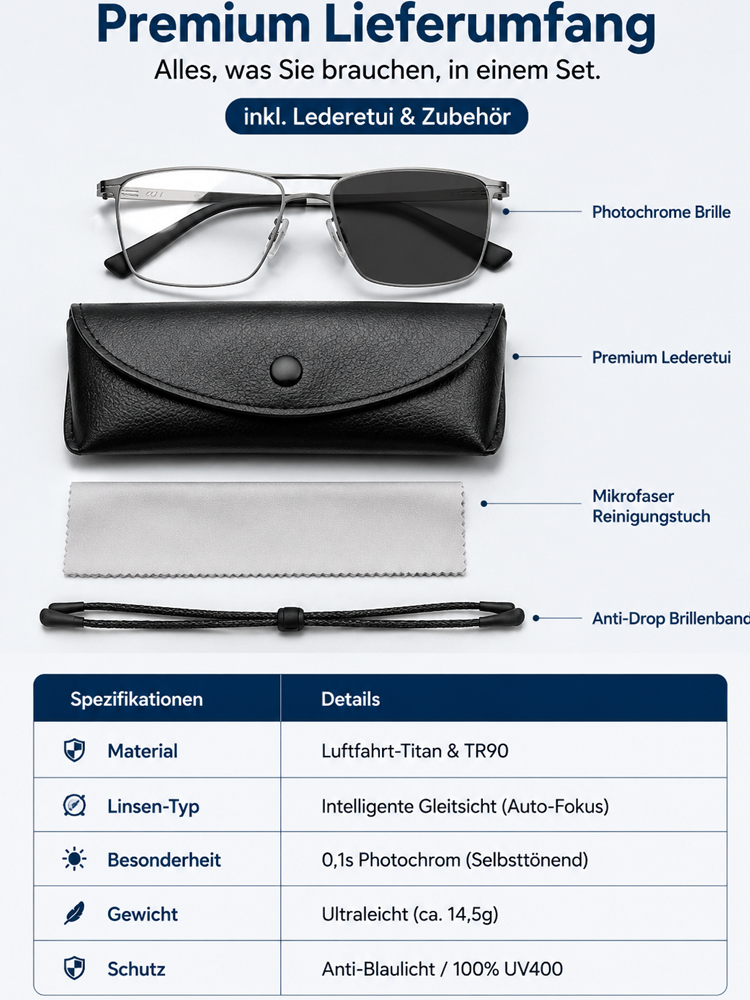 Smarte Autofokus-Brille | Deutsche Präzision | Automatische Anpassung ohne Sehtest